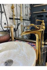 Şelale Lavabo Bataryası Gold Çanak Lavabo Bataryası Şelale Akışlı Altın Lavabo Musluk Banyo Batarya