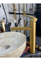Gold Çanak Lavabo Bataryası Mat Gold Lavabo Bataryası Mat Altın Çanak Lavabo Musluğu Fırçalanmış