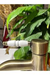 Mat Gold Lavabo Bataryası Antik Lavabo Bataryası Altın Lavabo Musluğu Porsalen Vintage Tasarım