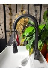 Siyah Spiralli Arıtmalı Mutfak Bataryası Mat Siyah Arıtıcılı Evye Musluğu Luxury Design