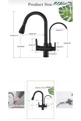 Siyah Spiralli Arıtmalı Mutfak Bataryası Mat Siyah Arıtıcılı Evye Musluğu Luxury Design