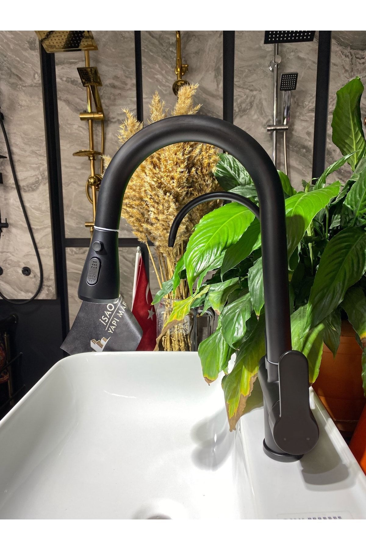 Siyah Spiralli Arıtmalı Mutfak Bataryası Mat Siyah Arıtıcılı Evye Musluğu Luxury Design