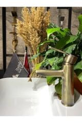 Mat Gold Lavabo Bataryası Antik Lavabo Bataryası Altın Lavabo Musluğu Fırçalanmış Mat Altın Batarya