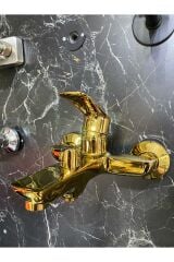 Altın Duş Seti Gold Duş Sistemi Vintage Model Gold Duş Başlığı Country Premium Model Batarya Dahil