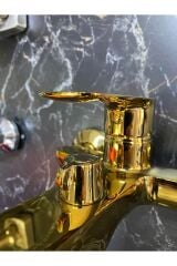 Altın Duş Seti Gold Duş Sistemi Vintage Model Gold Duş Başlığı Country Premium Model Batarya Dahil