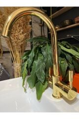 Altın Arıtmalı Mutfak Bataryası 3 Yollu Evye Musluk Gold Su Arıtmalı Batarya Altın Renk Musluk