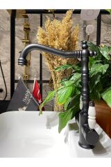 Siyah Arıtmalı Mutfak Bataryası Mat Siyah Arıtıcılı Musluk Siyah Rustik Batarya Siyah 3 Yollu Musluk