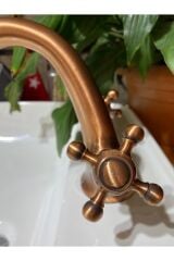 Mat Bakır Bronz Lavabo Bataryası Eskitme Lavabo Musluk Bronz Musluk Premium Design