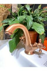 Mat Bakır Bronz Lavabo Bataryası Eskitme Lavabo Musluk Bronz Musluk Premium Design