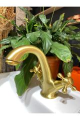 Mat Gold Mat Altın Lavabo Bataryası Antik Gold Lavabo Musluk Lavabo Bataryası