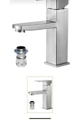Inox Lavabo Bataryası Inox Lavabo Musluk Kare Inox Lavabo Bataryası