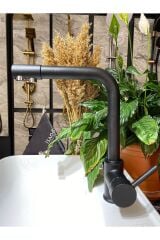 Arıtmalı Siyah Mutfak Bataryası 3 Yollu Arıtıcılı Mat Siyah Eviye Musluğu Siyah Batarya