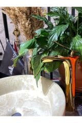 Parlak Gold Şelale Çanak Lavabo Bataryası Altın Şelale Çanak Bataryası Gold Lavabo Bataryası