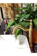Antik Gold Çanak Lavabo Bataryası Mat Altın Çanak Bataryası Gold Lavabo Bataryası