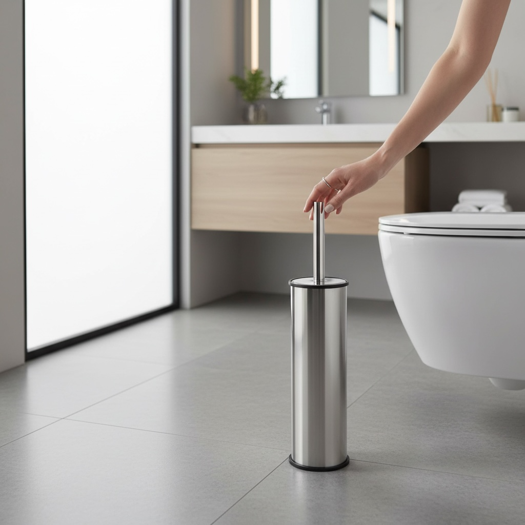 Klozet Fırçası Antibakteriyel Tuvalet Fırçası Silver Gümüş Renk Paslanmaz Çelik