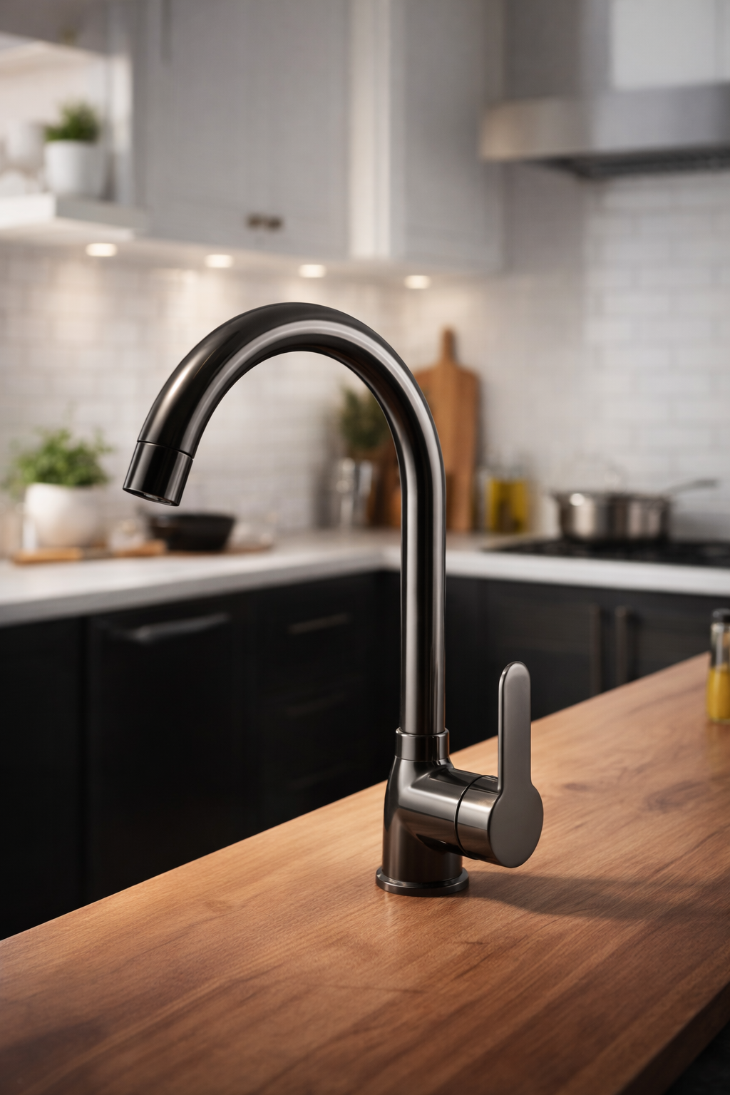 Füme Mutfak Bataryası Füme Gri Evye Armatür Pirinç Materyal 5 Yıl Garantili Özel Renk