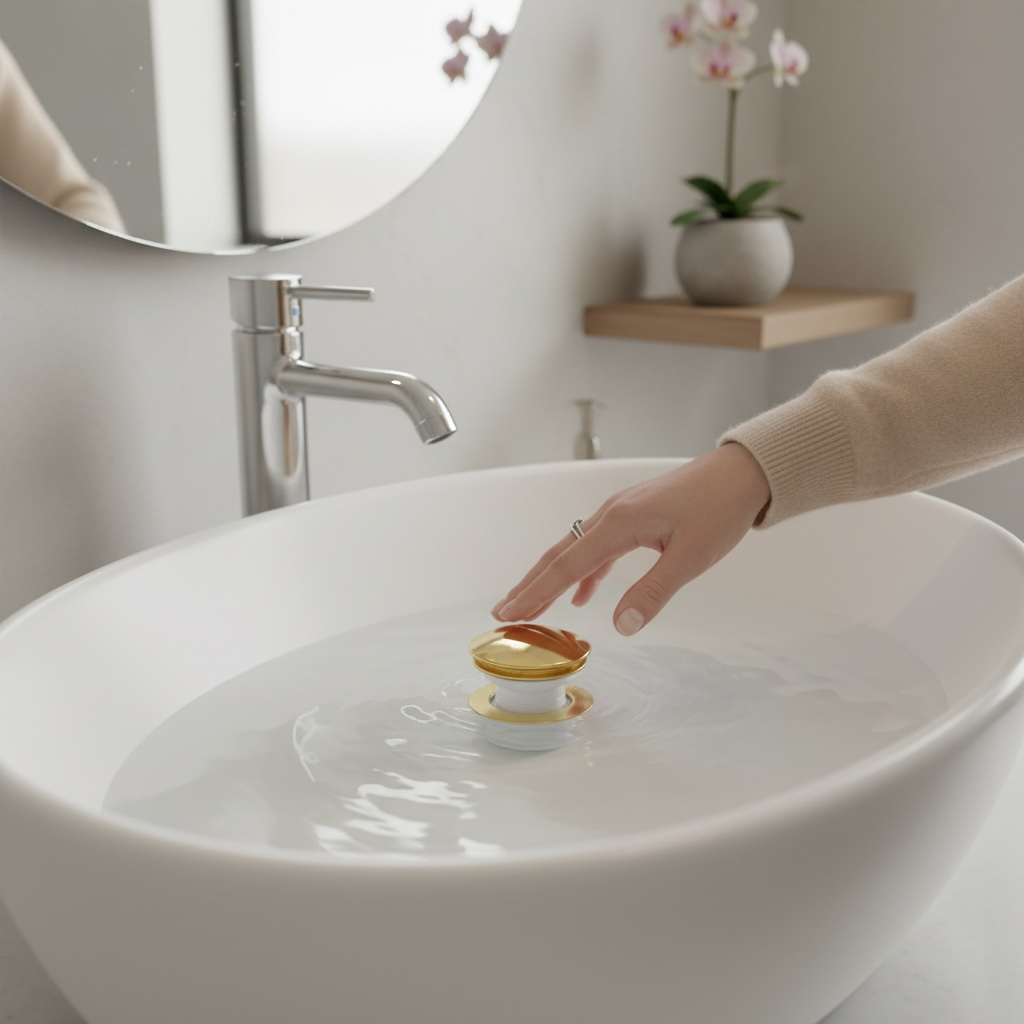 Gold Banyo Lavabo Gideri Bas Bırak Sistem Lavabo İçi Gider Paslanmaz Materyal Çift Kademeli