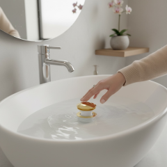 Gold Banyo Lavabo Gideri Bas Bırak Sistem Lavabo İçi Gider Paslanmaz Materyal Çift Kademeli