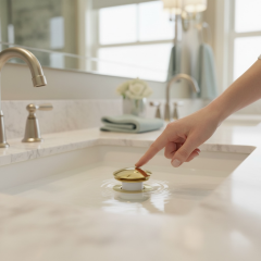 Gold Banyo Lavabo Gideri Bas Bırak Sistem Lavabo İçi Gider Paslanmaz Materyal Çift Kademeli