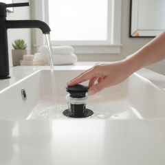 Mat Siyah Banyo lavabo Gideri Bas Bırak Çift Kademeli Sistem Paslanmaz Materyal Lavabo Sifon