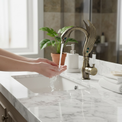 Antik Gold Lavabo Bataryası El Yapımı Özel Tasarım Motifli Lavabo Armatürü Pirinç Materyal