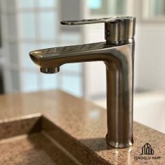 Antik Gold Royal Lavabo Bataryası Antik Eskitme Lavabo Musluğu Mat Altın Batarya Banyo Musluk