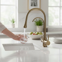 Antik Gold Mutfak Armatür Arıtmalı Eskitme Gold Pirinç Malzeme 5 Yıl Garantili Arıtıcılı Batarya