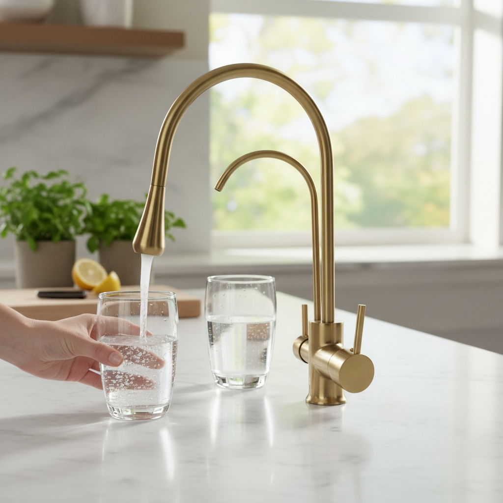 Antik Gold Mutfak Armatür Arıtmalı Eskitme Gold Pirinç Malzeme 5 Yıl Garantili Arıtıcılı Batarya