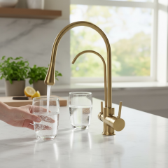 Antik Gold Mutfak Armatür Arıtmalı Eskitme Gold Pirinç Malzeme 5 Yıl Garantili Arıtıcılı Batarya