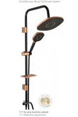 Rose Bakır Robot Duş Seti Yağmurlama Ve Banyo Bataryası Siyah Duş Başlığı Bakır Duş Sistemi