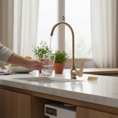 Antik Gold Eskitme Arıtma Musluğu Pirinç Malzeme Tekli Arıtma Bataryası