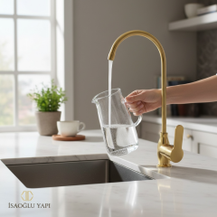 Arıtma Musluğu Mat Gold Arıtıcı Batarya Fırçalanmış Altın Tekli Arıtma Armatürü Pirinç Materyal