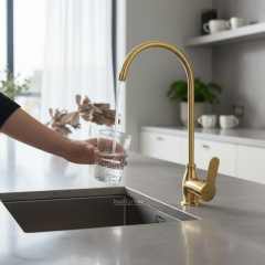 Arıtma Musluğu Mat Gold Arıtıcı Batarya Fırçalanmış Altın Tekli Arıtma Armatürü Pirinç Materyal