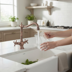 Bronz Rustik Batarya Mat Bakır Mutfak ve Banyo Uyumlu Armatür Pirinç Materyal Bakır Renk