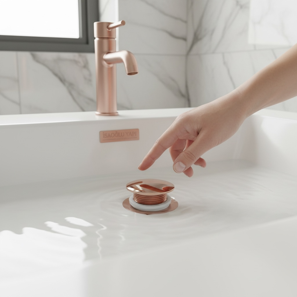Bakır Lavabo Sifonu Bas Bırak Çift Kademeli Bronz Pop Up Gider Pirinç Malzeme