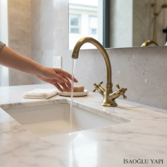 Eskitme Lavabo Bataryası Yüksek Model Pirinç Armatür Klasik Tasarım