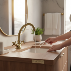 Eskitme Lavabo Bataryası Yüksek Model Pirinç Armatür Klasik Tasarım