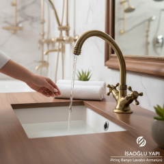 Eskitme Lavabo Bataryası Yüksek Model Pirinç Armatür Klasik Tasarım