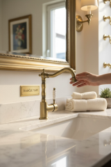 Eskitme Banyo Lavabo Bataryası Eskitme Pirinç Döner Borulu Yüksek Model Lavabo Armatürü