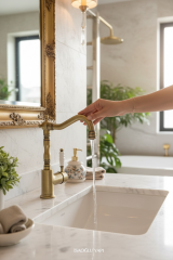 Eskitme Banyo Lavabo Bataryası Eskitme Pirinç Döner Borulu Yüksek Model Lavabo Armatürü