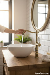 Eskitme Lavabo Bataryası Çanak Lavabo Uyumlu Yüksek Model Antik Eskitme Armatür Retro Tasarım