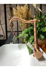 Mat Bakır Zen Design Rustik Mutfak Bataryası Bakır Evye Musluğu Eskitme Rustik Batarya