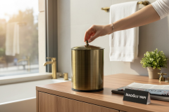 Antik Gold Eskitme Çöp Kovası Retro Banyo Çöp Kovası Kulplu Eskitme Gold