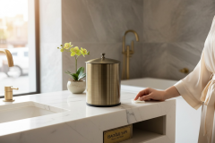 Antik Gold Eskitme Çöp Kovası Retro Banyo Çöp Kovası Kulplu Eskitme Gold