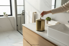 Antik Gold Eskitme Çöp Kovası Retro Banyo Çöp Kovası Kulplu Eskitme Gold