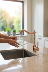 Bronz Mutfak Bataryası Bakır Retro Eviye Armatürü Rose Bakır Pirinç Malzeme Mutfak Armatür