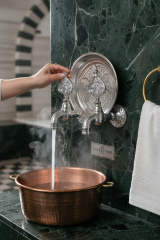 Kurna Musluğu Seti Retro Özel Tasarım Pirinç Hamam Tası Dahil Krom Renk Kurna Seti