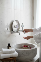 Kurna Musluğu Seti Retro Özel Tasarım Pirinç Hamam Tası Dahil Krom Renk Kurna Seti