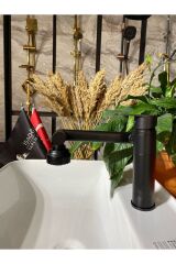 Mat Siyah Robotic Lavabo Bataryası 360 Derece Hareketli Fonksiyonlu