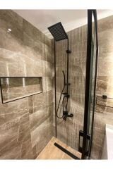 Piano Black Siyah Tepe Yağmurlama Duş Seti Ve Siyah Robot Duş Seti Siyah Duş